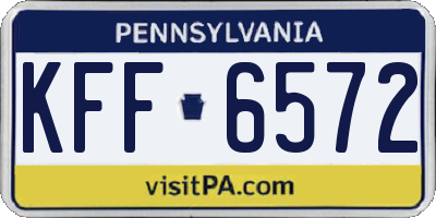 PA license plate KFF6572