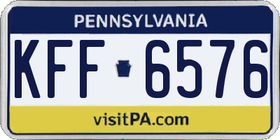 PA license plate KFF6576