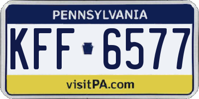 PA license plate KFF6577