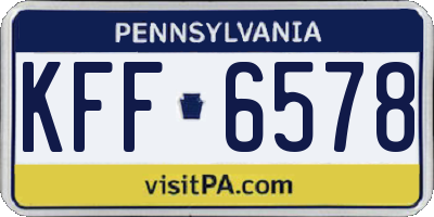 PA license plate KFF6578