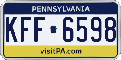 PA license plate KFF6598
