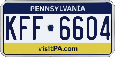 PA license plate KFF6604