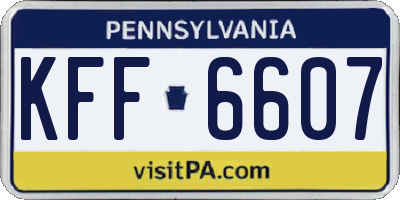 PA license plate KFF6607