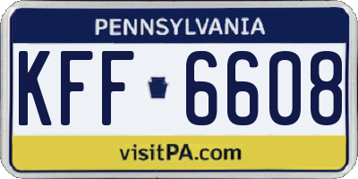 PA license plate KFF6608