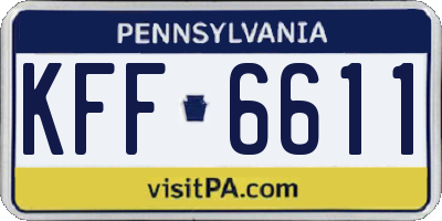PA license plate KFF6611