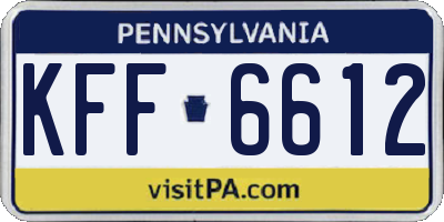 PA license plate KFF6612