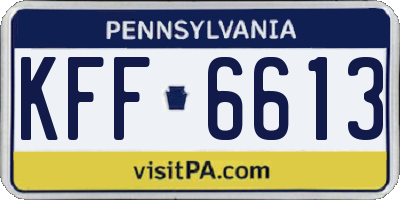 PA license plate KFF6613
