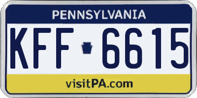PA license plate KFF6615
