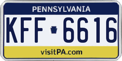 PA license plate KFF6616
