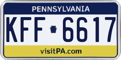 PA license plate KFF6617