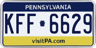 PA license plate KFF6629