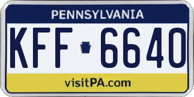 PA license plate KFF6640