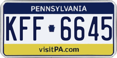 PA license plate KFF6645