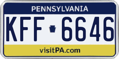 PA license plate KFF6646