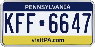 PA license plate KFF6647