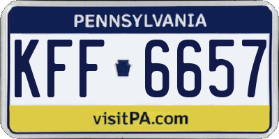 PA license plate KFF6657