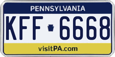 PA license plate KFF6668