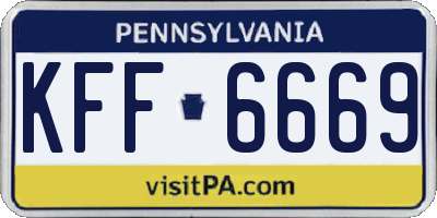 PA license plate KFF6669