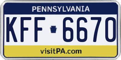 PA license plate KFF6670