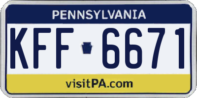 PA license plate KFF6671