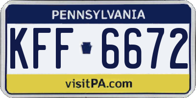 PA license plate KFF6672