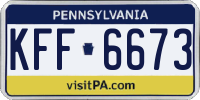 PA license plate KFF6673