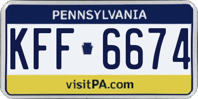 PA license plate KFF6674