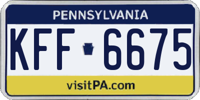 PA license plate KFF6675