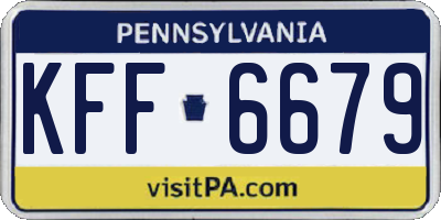 PA license plate KFF6679