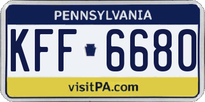 PA license plate KFF6680