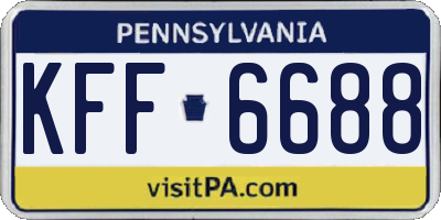 PA license plate KFF6688