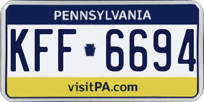 PA license plate KFF6694
