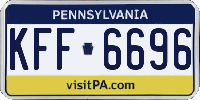 PA license plate KFF6696