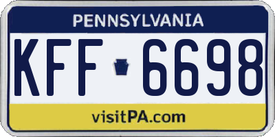 PA license plate KFF6698