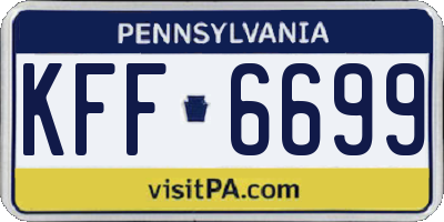 PA license plate KFF6699