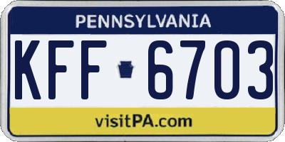 PA license plate KFF6703