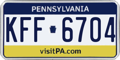 PA license plate KFF6704