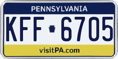 PA license plate KFF6705