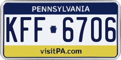 PA license plate KFF6706