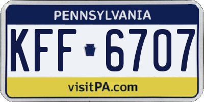 PA license plate KFF6707