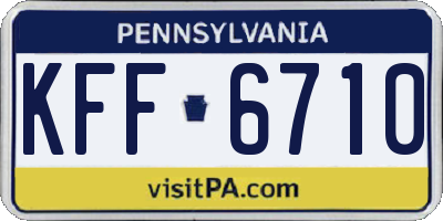 PA license plate KFF6710