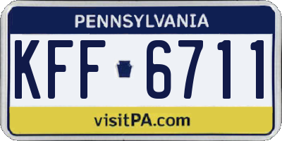 PA license plate KFF6711