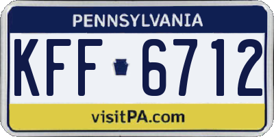 PA license plate KFF6712