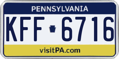 PA license plate KFF6716