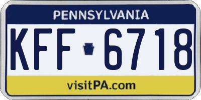 PA license plate KFF6718