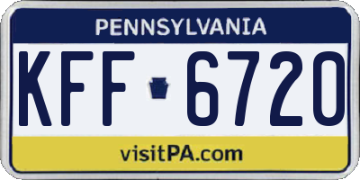 PA license plate KFF6720