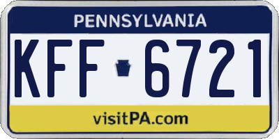 PA license plate KFF6721