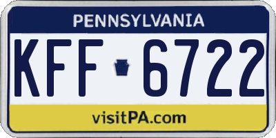 PA license plate KFF6722