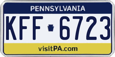 PA license plate KFF6723