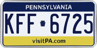 PA license plate KFF6725